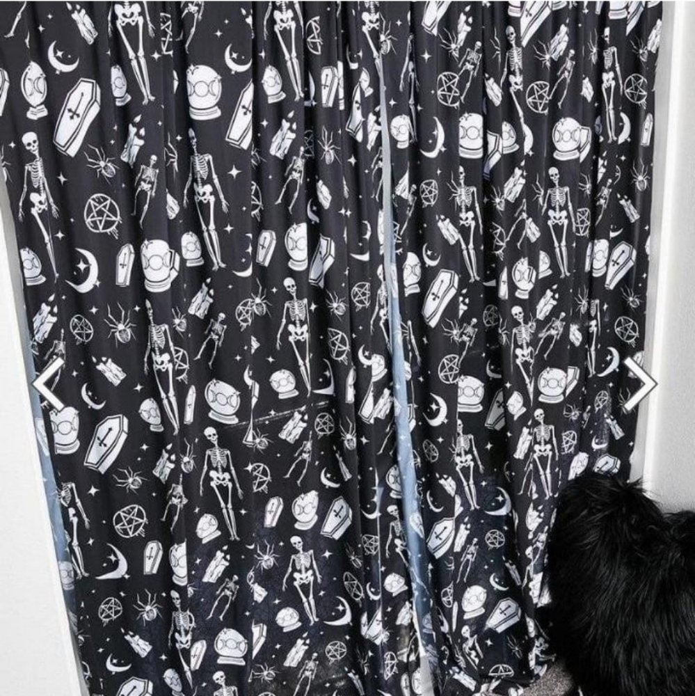 Killstar Gothic print Curtain panels (set of 2) NEW